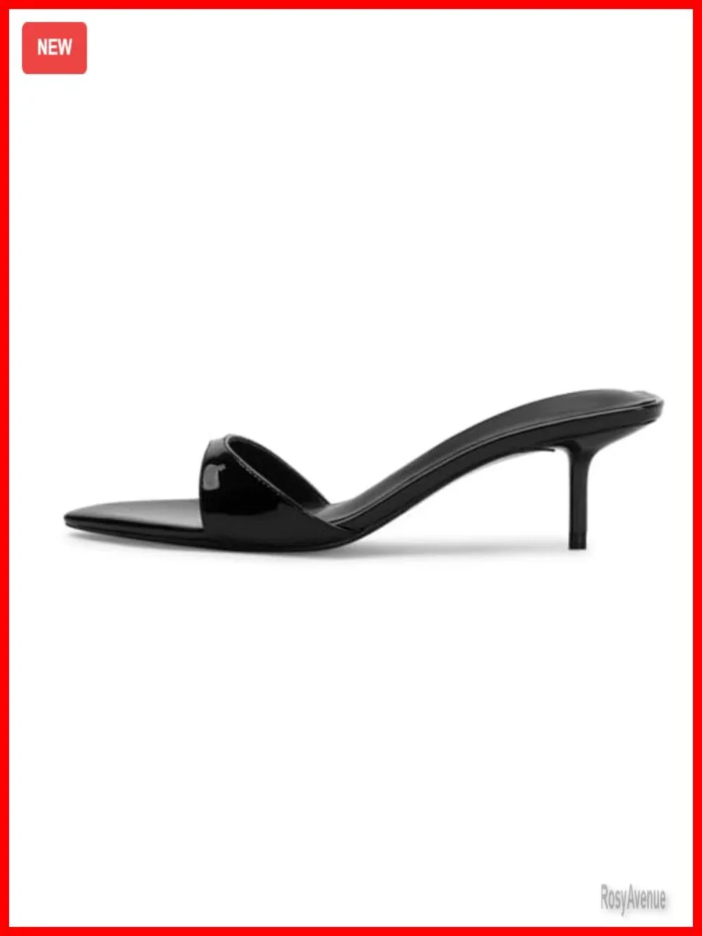 Kitten Heels Mule Heeled Sandals Women PU Leather Pointed Toe Slide